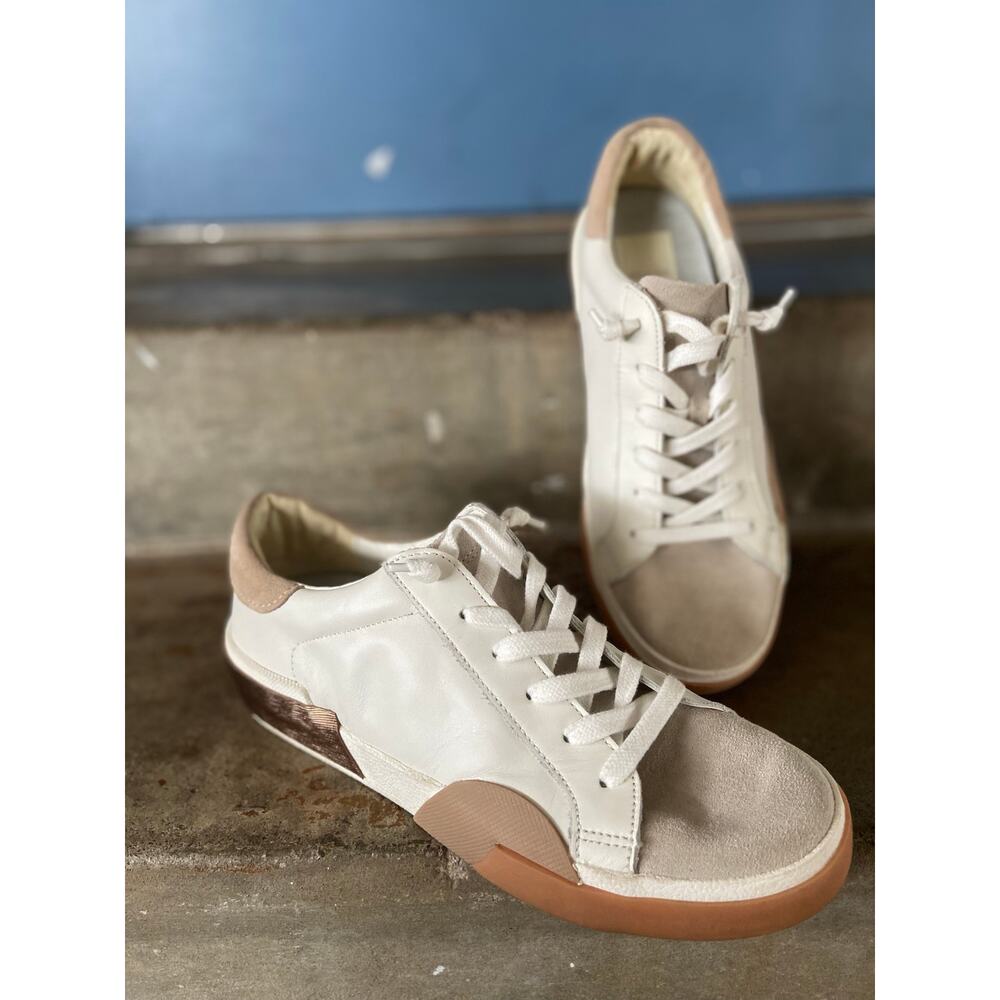 Dolce Vita cream leather and suede slip on sneaker